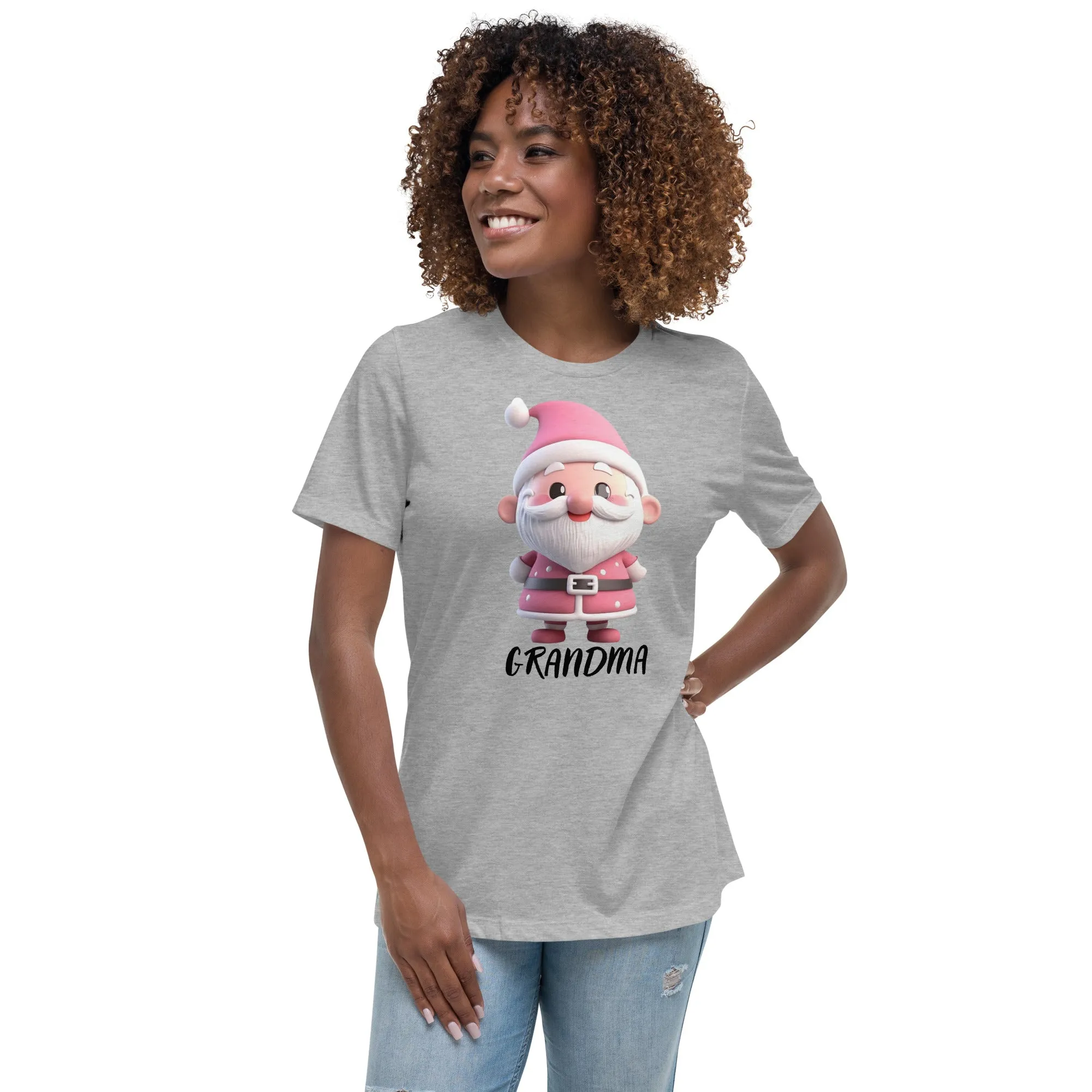 Cute Pink Santa Claus Grandma Christmas T-Shirt (Women) SANTA006