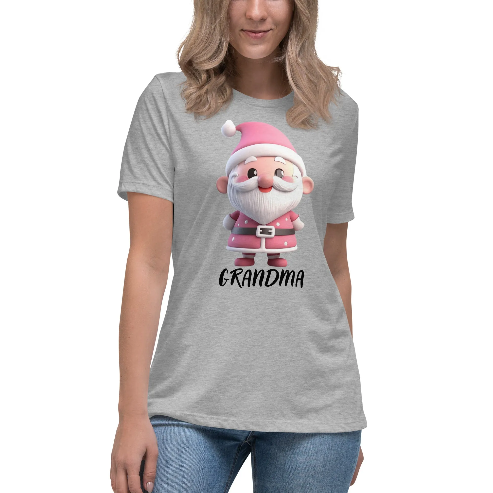 Cute Pink Santa Claus Grandma Christmas T-Shirt (Women) SANTA006