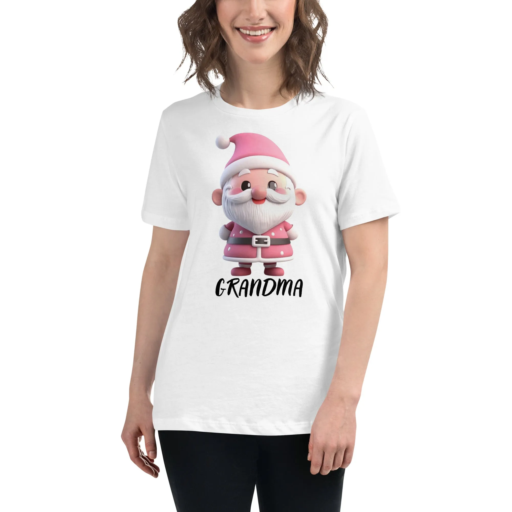 Cute Pink Santa Claus Grandma Christmas T-Shirt (Women) SANTA006