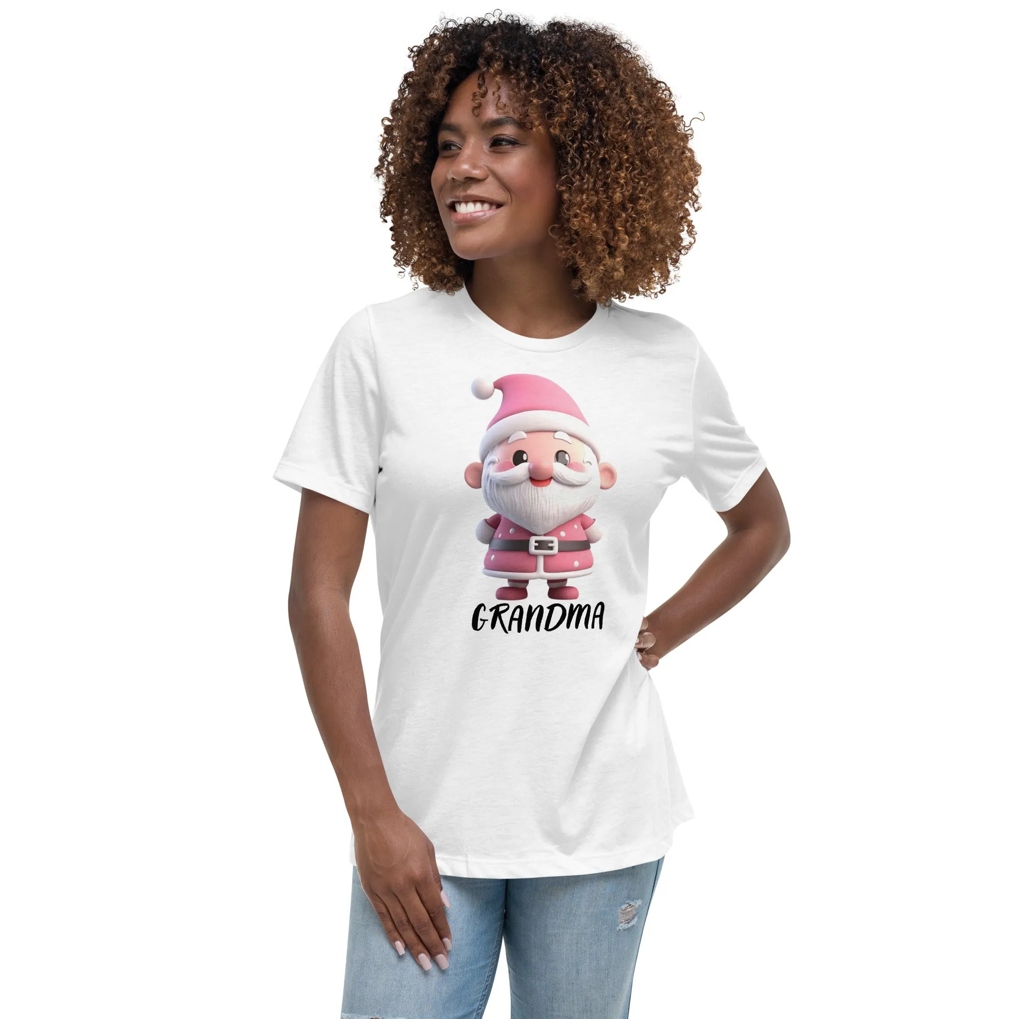Cute Pink Santa Claus Grandma Christmas T-Shirt (Women) SANTA006