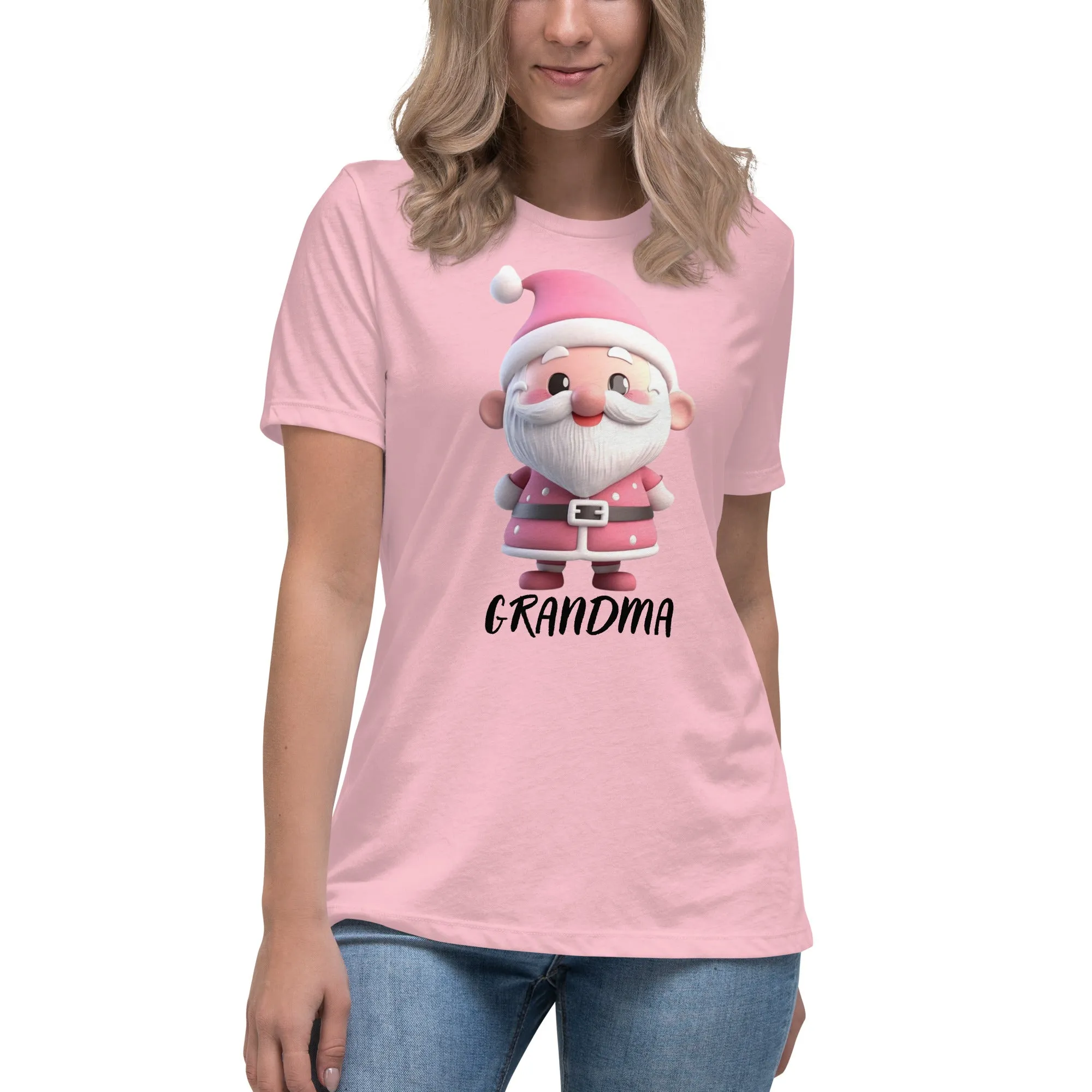 Cute Pink Santa Claus Grandma Christmas T-Shirt (Women) SANTA006