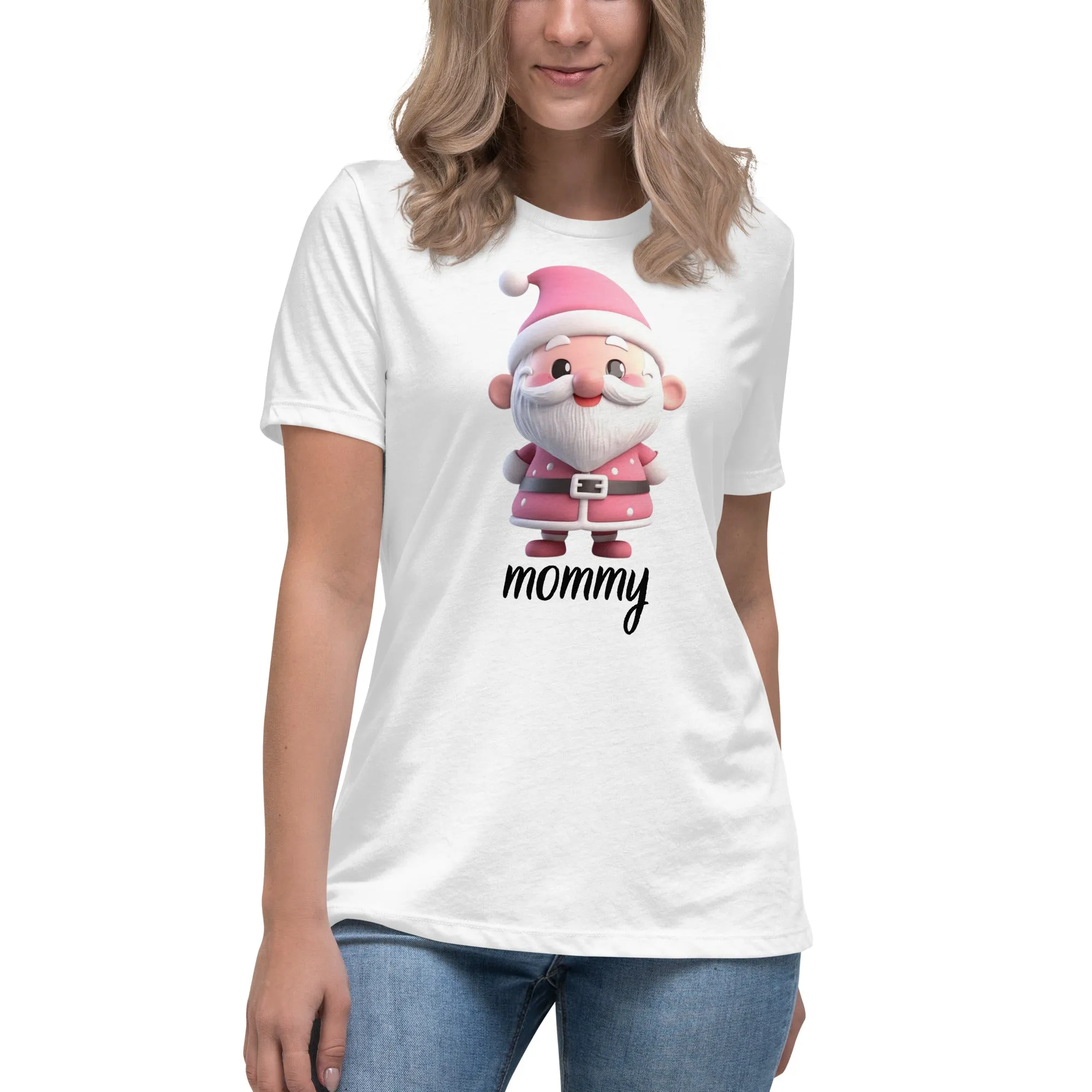 Cute Pink Santa Claus Mommy Christmas T-Shirt (Women) SANTA002