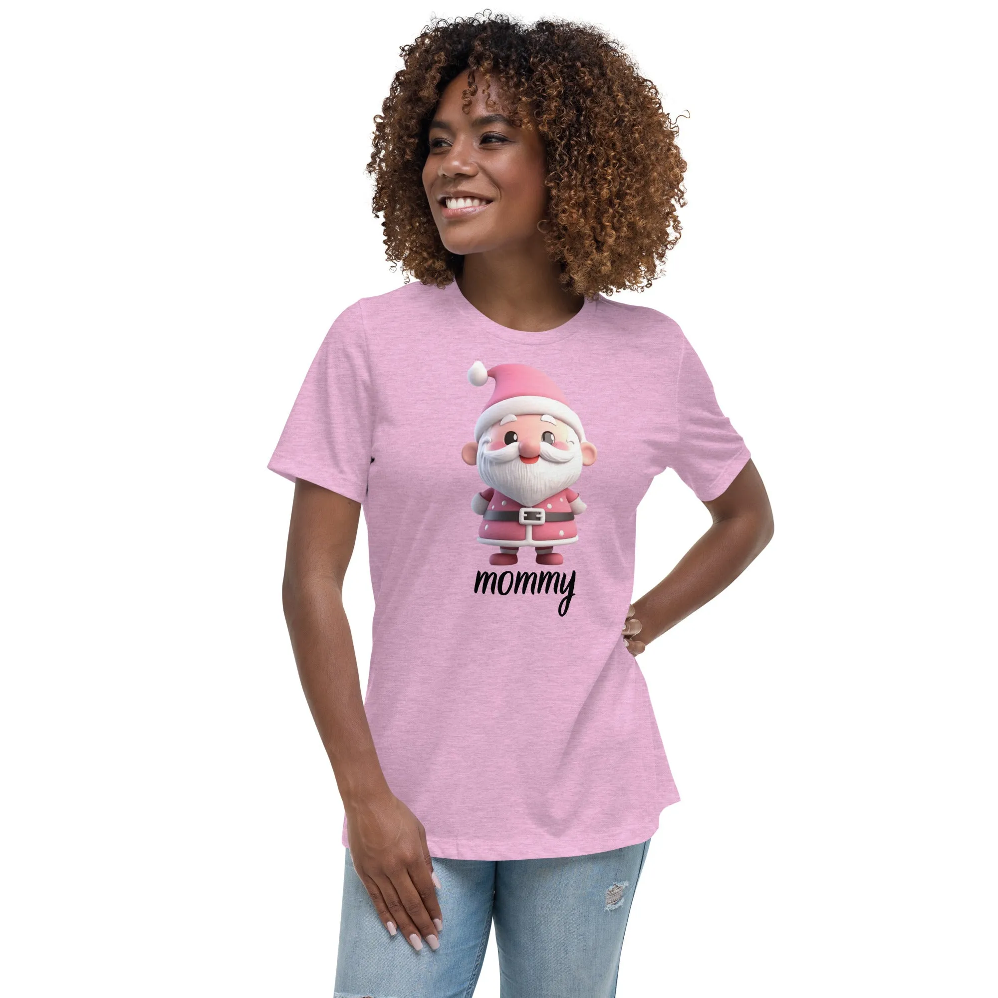 Cute Pink Santa Claus Mommy Christmas T-Shirt (Women) SANTA002