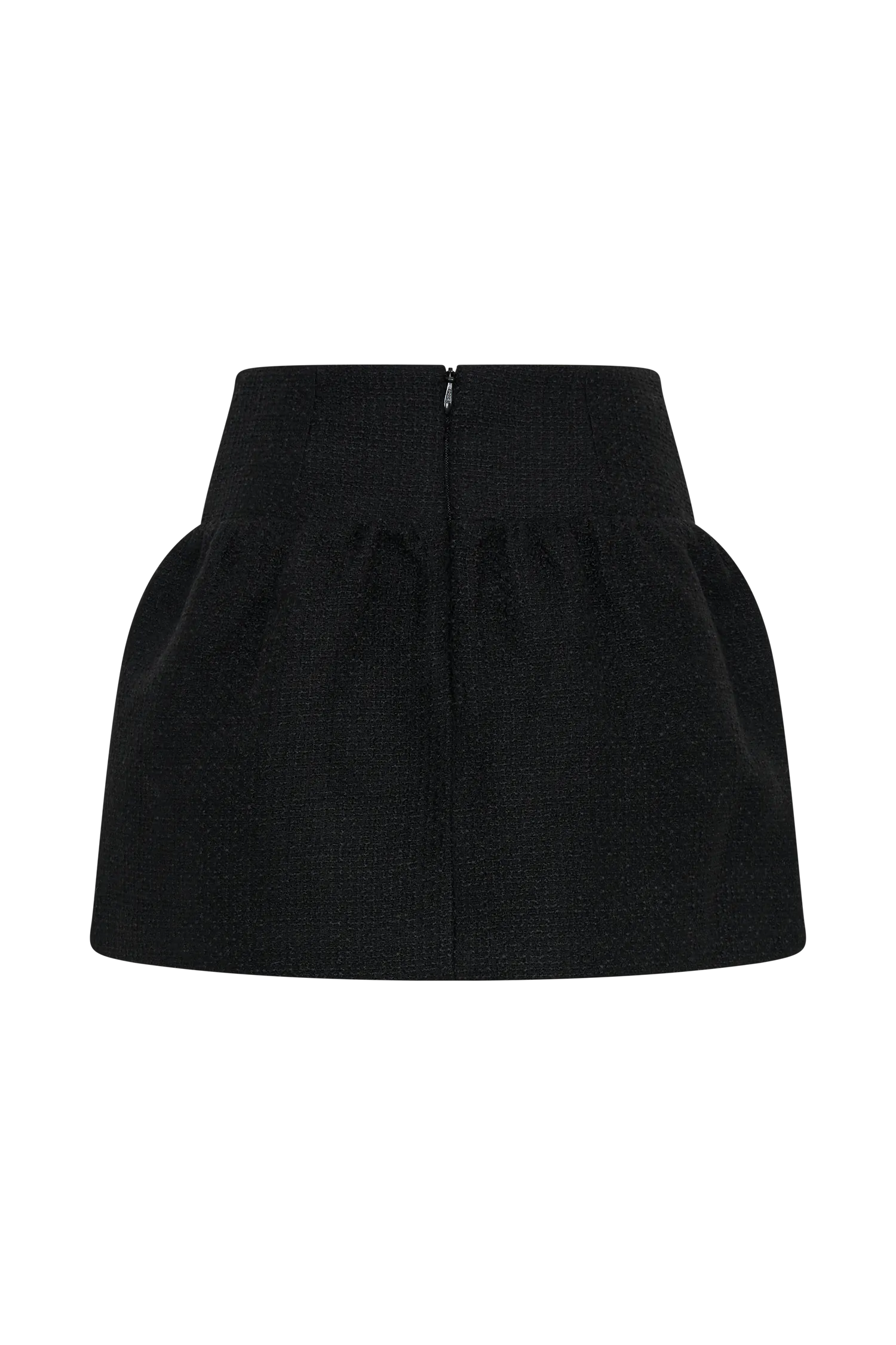 Cyrus Gathered Boucle Mini Skirt - Black