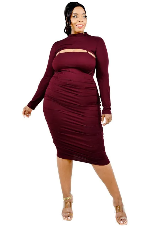 Día y Noche Midi Dress Set - Burgundy