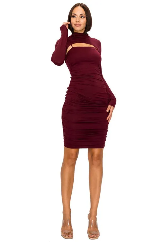 Día y Noche Midi Dress Set - Burgundy