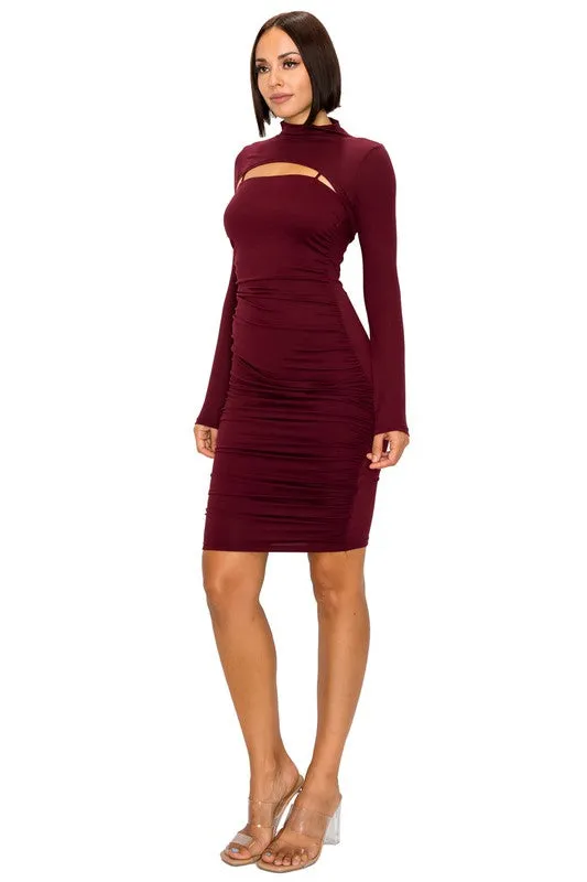 Día y Noche Midi Dress Set - Burgundy