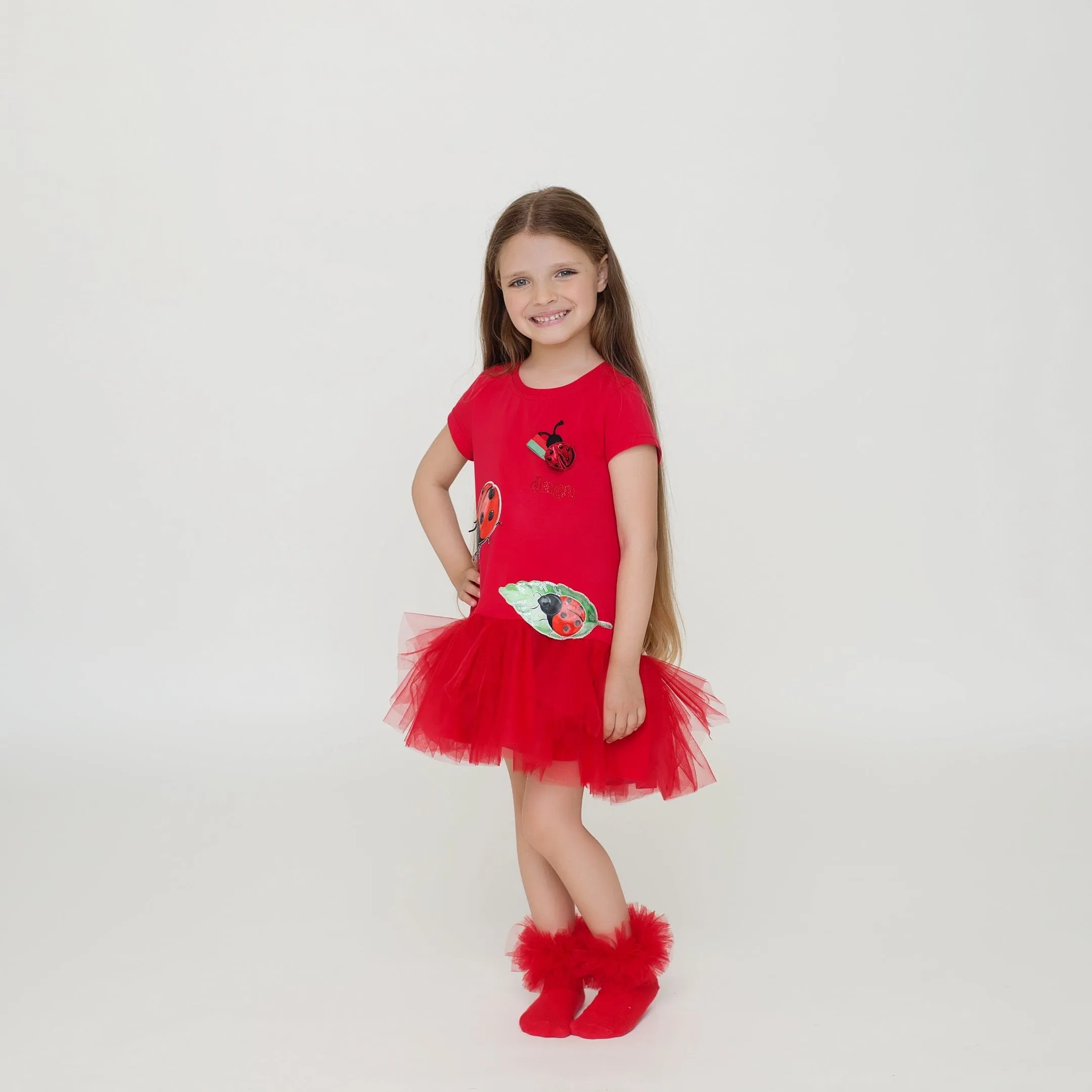 Daga - Crazy Ladybirds T-Shirt Dress - Red