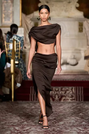 Dark Brown Draped Top