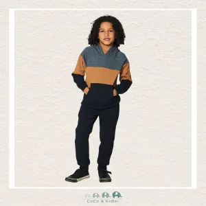 Deux par Deux: Color Block Hooded Fleece Sweatshirt