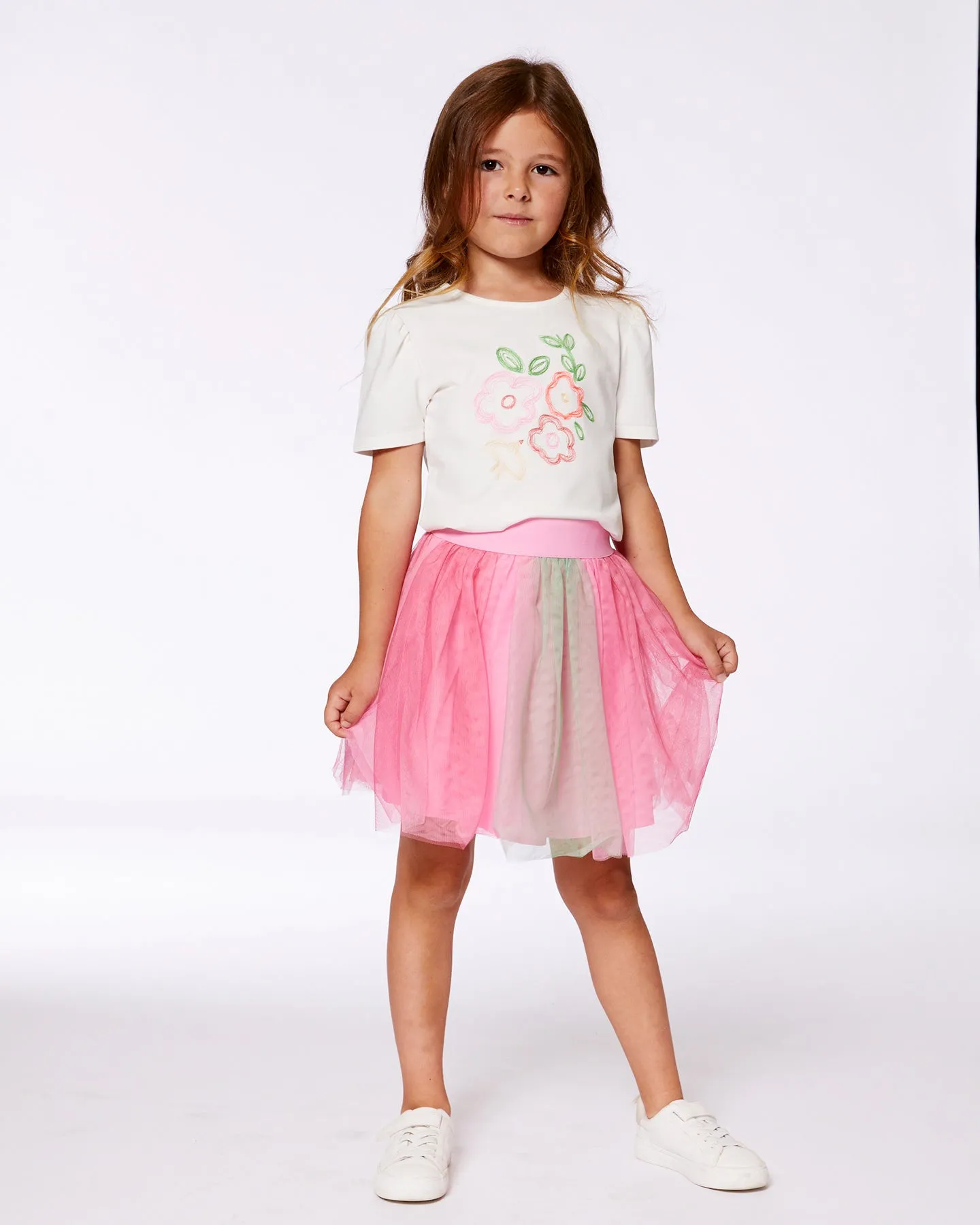 Deux Par Deux Gradient Pink to Green Mesh Skirt