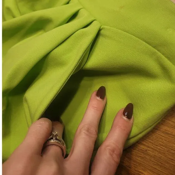 Diane Von Furstenberg Jan Knit Stretch Suiting Electric Lime Green Skirt 6