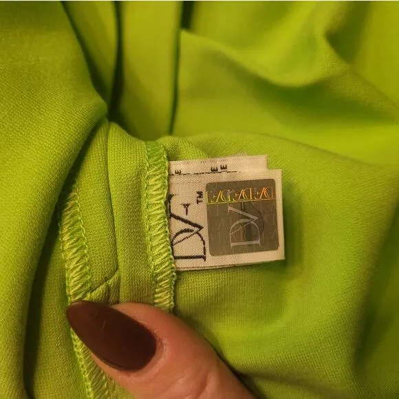 Diane Von Furstenberg Jan Knit Stretch Suiting Electric Lime Green Skirt 6