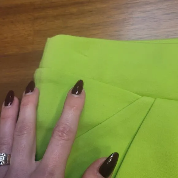Diane Von Furstenberg Jan Knit Stretch Suiting Electric Lime Green Skirt 6