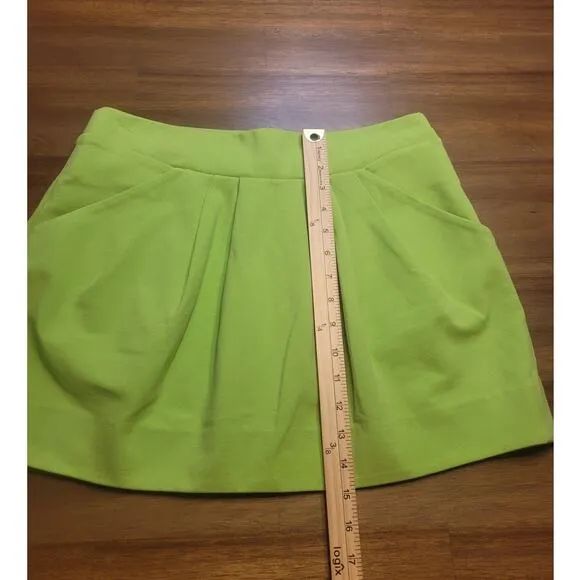 Diane Von Furstenberg Jan Knit Stretch Suiting Electric Lime Green Skirt 6