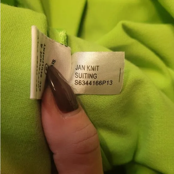 Diane Von Furstenberg Jan Knit Stretch Suiting Electric Lime Green Skirt 6