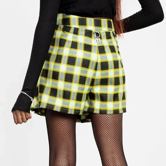Disturbia Noctura Check Skirt Pleated Skort