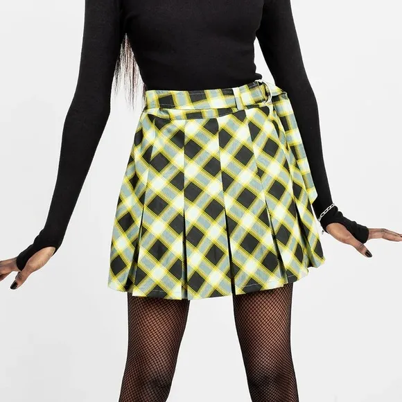 Disturbia Noctura Check Skirt Pleated Skort