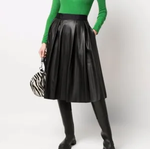 DKNY Black pleated faux leather skirt size Xsmall