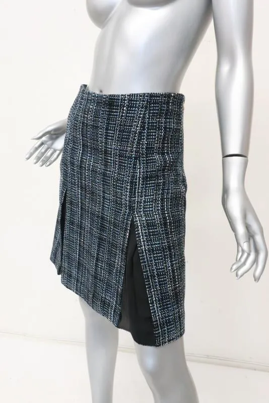 Draper James Susannah Tweed Skirt Blue/Black Size 2 Pleated A-Line