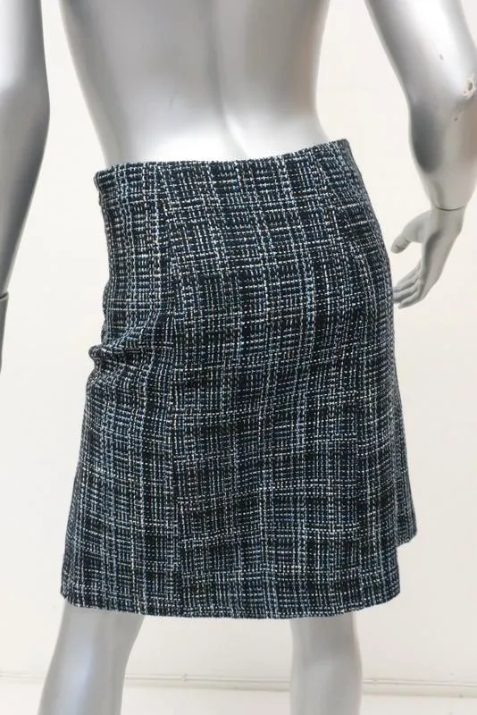 Draper James Susannah Tweed Skirt Blue/Black Size 2 Pleated A-Line
