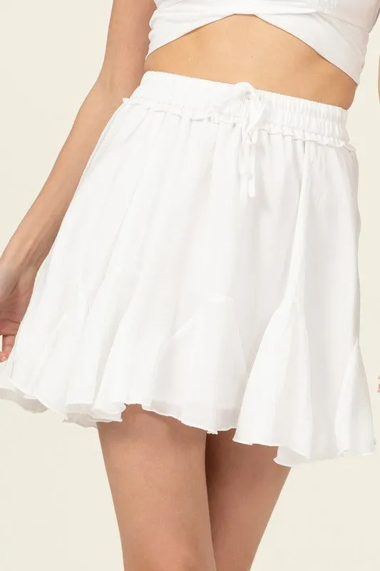 Drawstring Ruffled Mini
