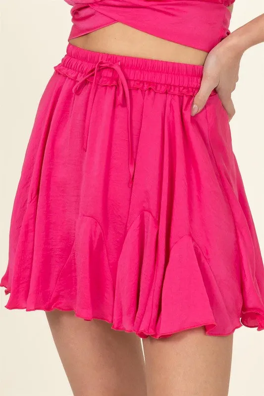 Drawstring Ruffled Mini