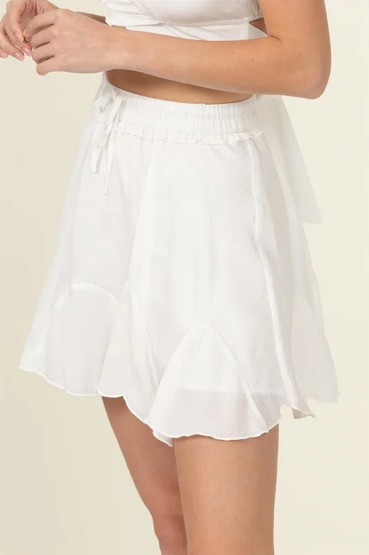 Drawstring Ruffled Mini