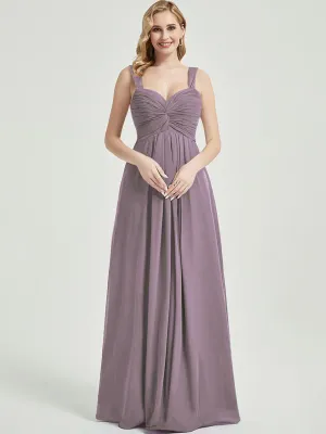 Dusk Sweetheart Straps A-Line Floor Length Chiffon Bridesmaid Dress