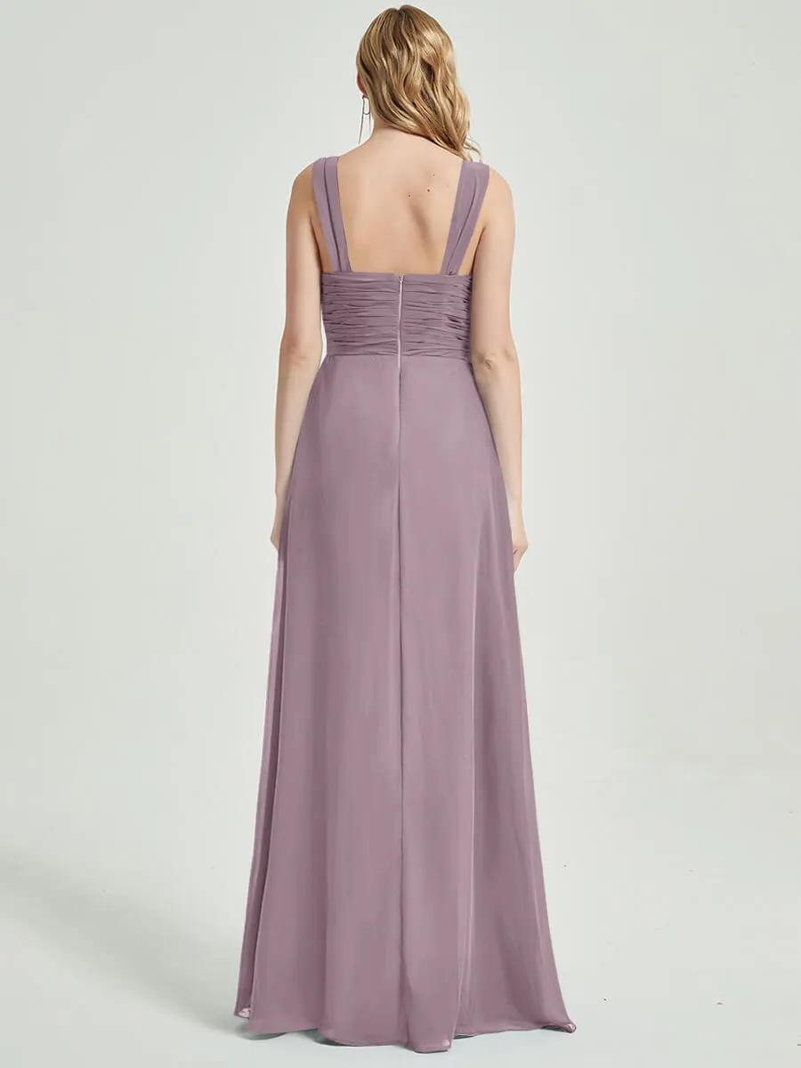 Dusk Sweetheart Straps A-Line Floor Length Chiffon Bridesmaid Dress