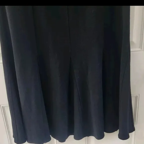 Eileen Fisher Trumpet Pleated Black Wool Blend Midi Maxi Skirt Size PM Petite M