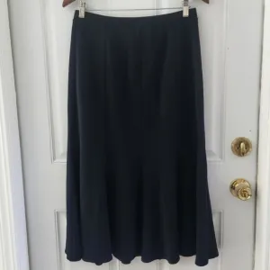 Eileen Fisher Trumpet Pleated Black Wool Blend Midi Maxi Skirt Size PM Petite M
