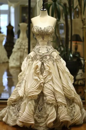 Elegant A line Ivory Ball Gown Strapless Evening Dress     fg7280