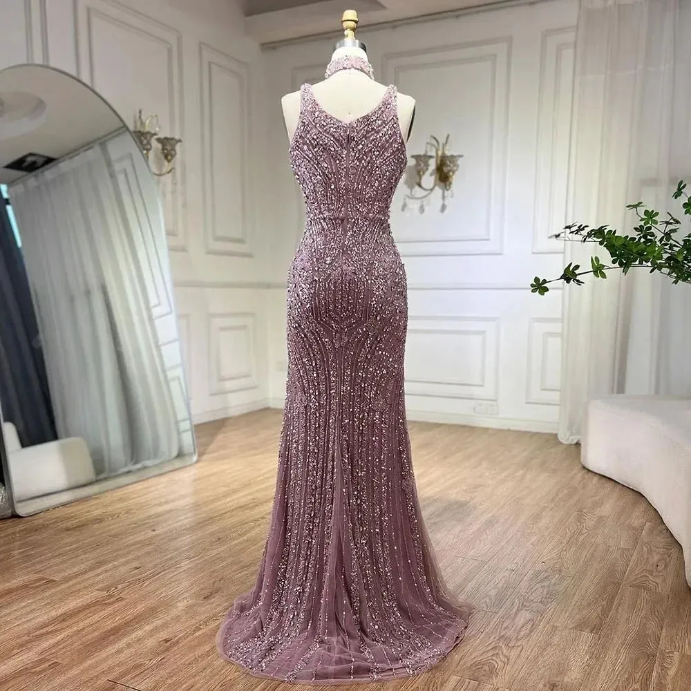 Elegant Sleeveless Mermaid Dress with Slit - Luxury Evening Gown for Women