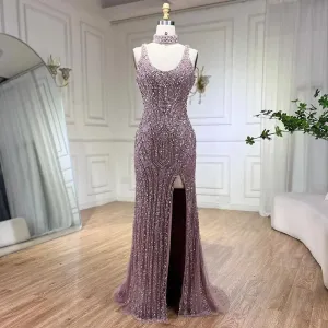 Elegant Sleeveless Mermaid Dress with Slit - Luxury Evening Gown for Women