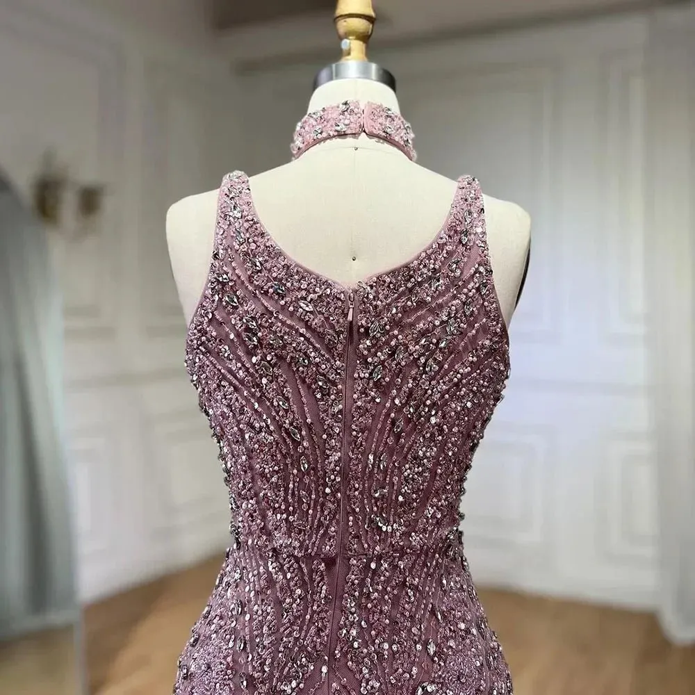 Elegant Sleeveless Mermaid Dress with Slit - Luxury Evening Gown for Women