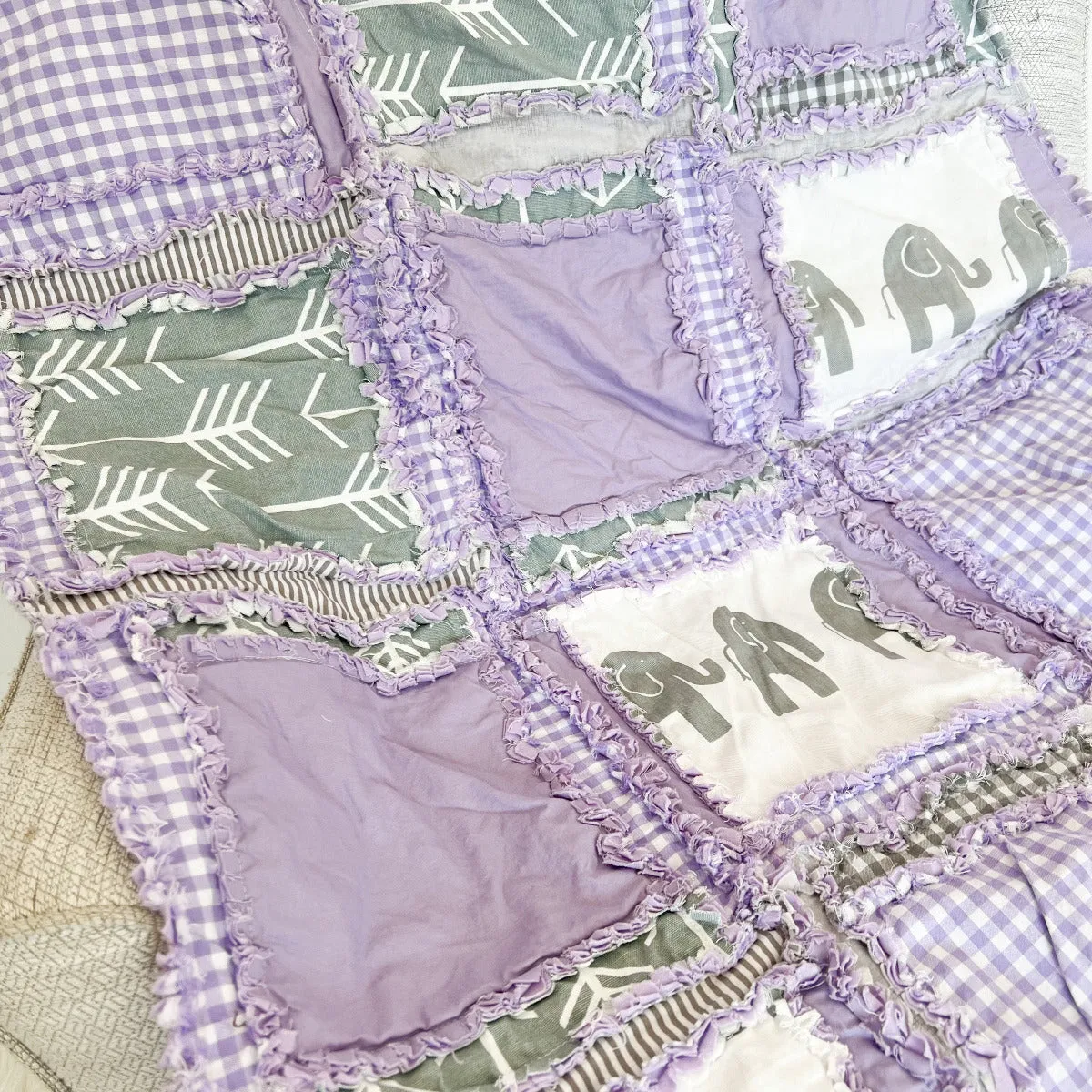Elephant Crib Bedding | Purple / Gray