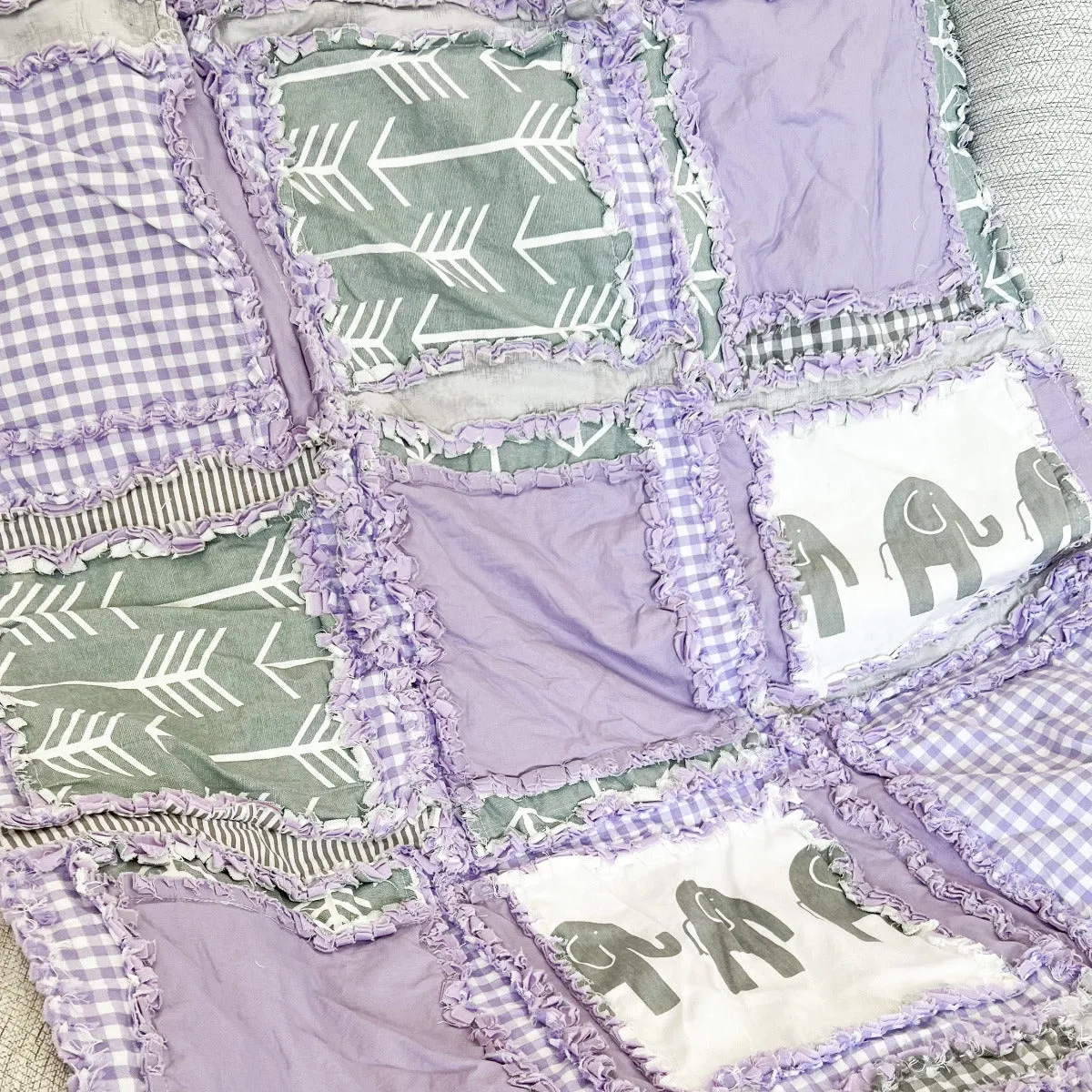 Elephant Crib Bedding | Purple / Gray