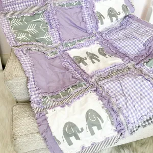 Elephant Crib Bedding | Purple / Gray