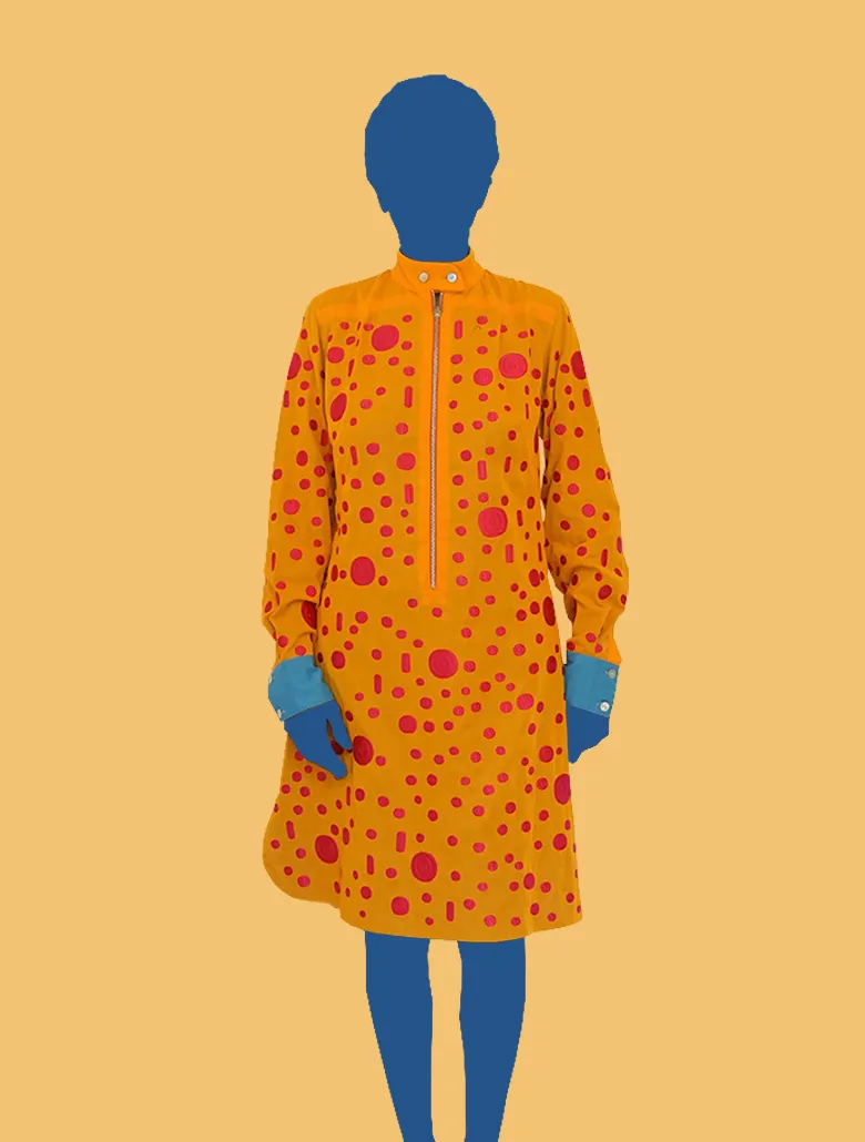 Embroidered Reversible Shirt Dress in Marigold