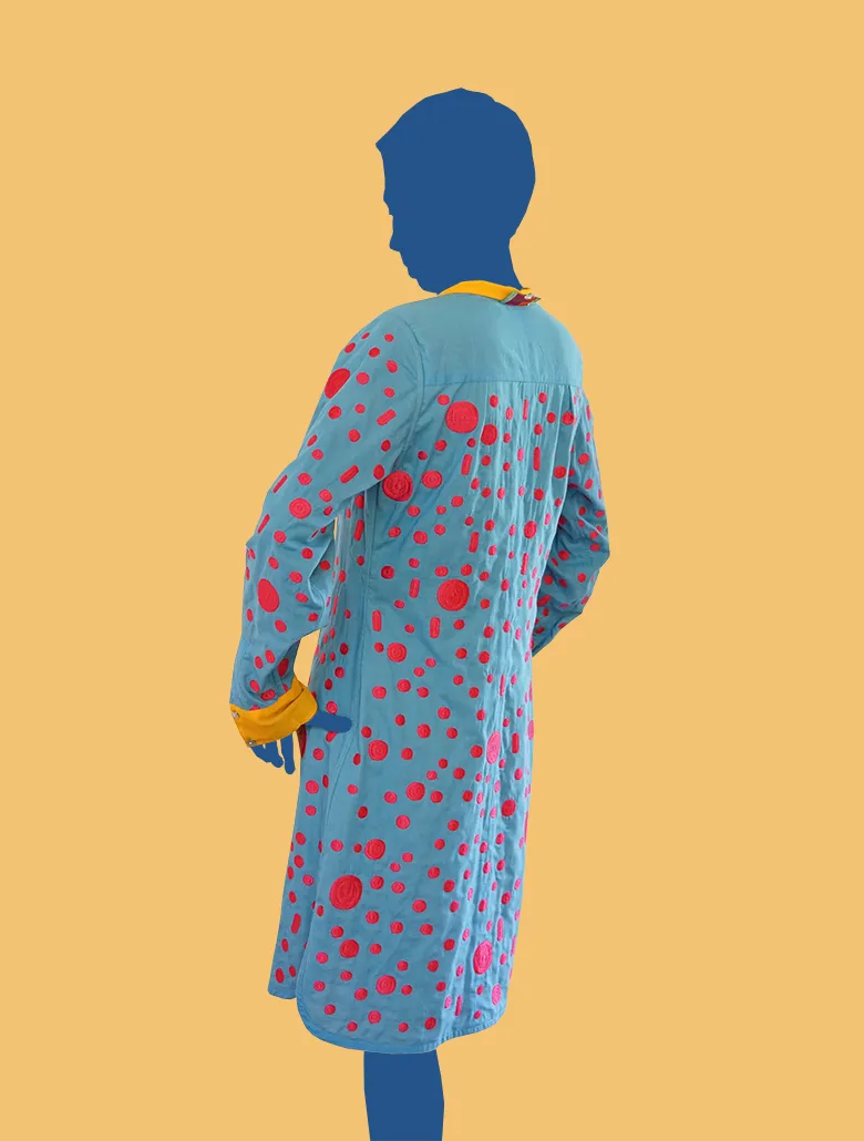 Embroidered Reversible Shirt Dress in Marigold
