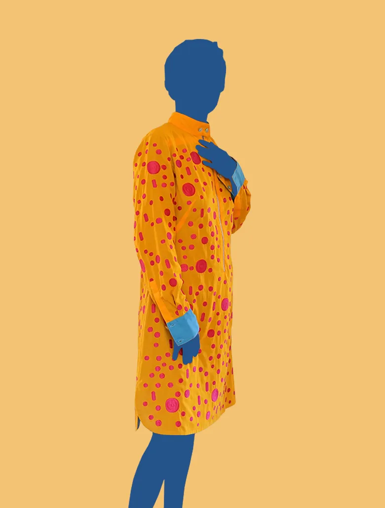 Embroidered Reversible Shirt Dress in Marigold