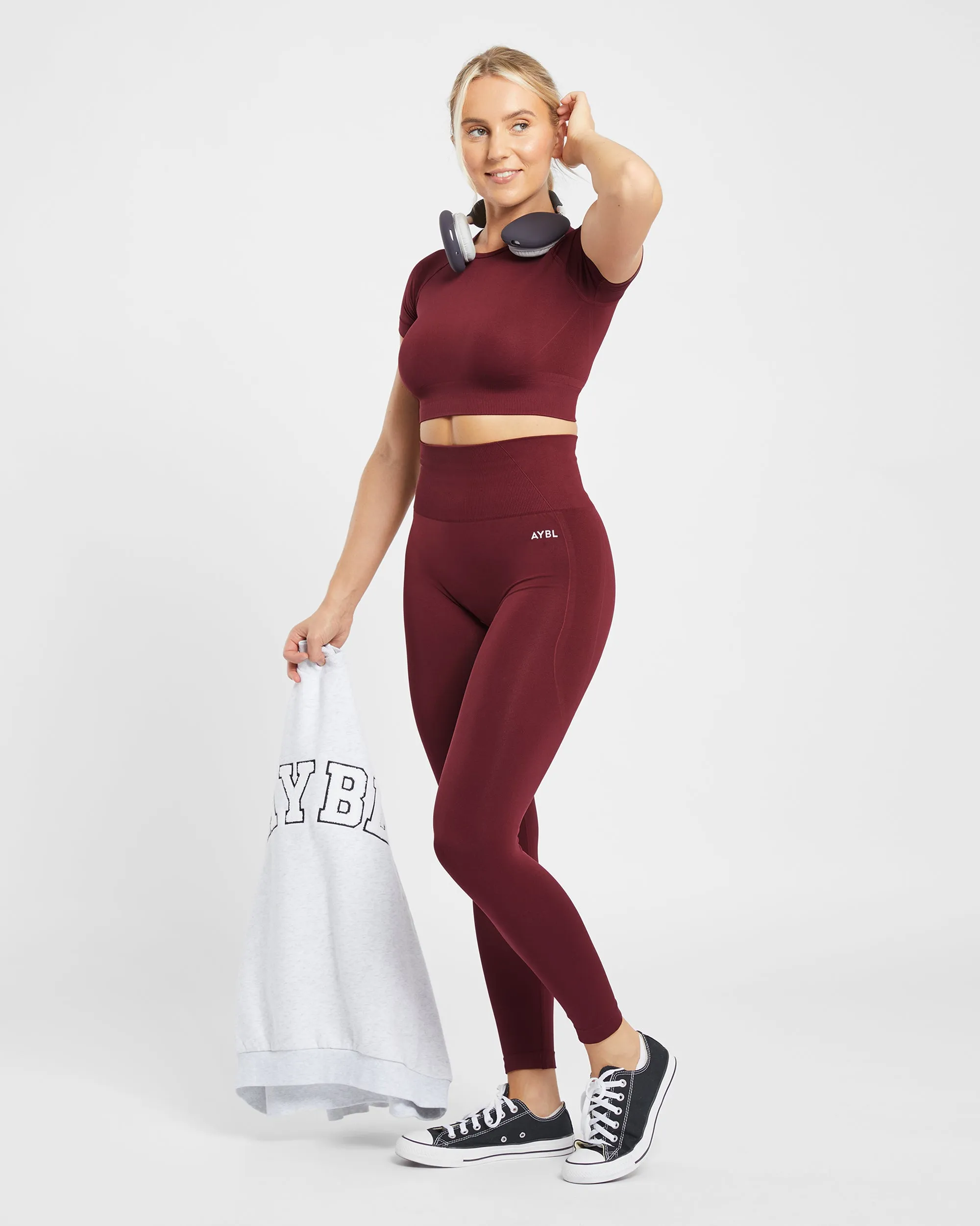 Empower Seamless Crop Top - Red Wine