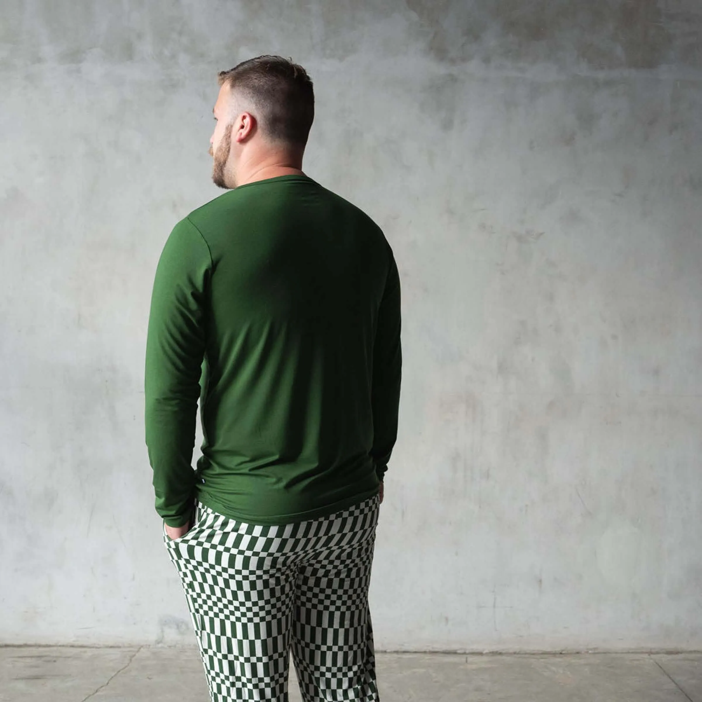 Everyday Check | Mens Bamboo Jogger (Green Check)