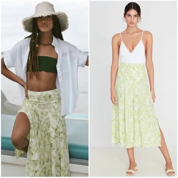 FAITHFULL THE BRAND Cuesta Midi Skirt, Roos Tie Dye, S/US4