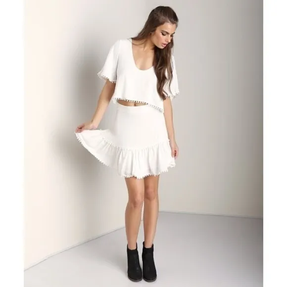 For Love &amp; Lemons Chica Mini Skirt Ivory Medium