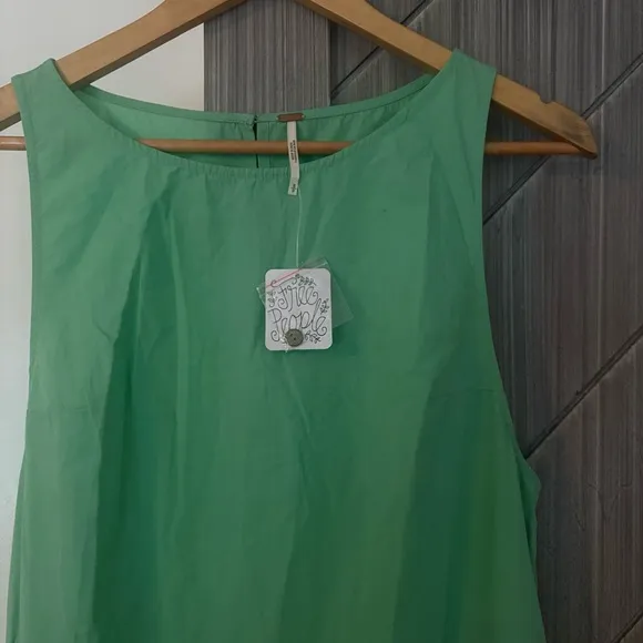 Free People Dakota Drop Waist MIDI Dress Green Size Small NWT