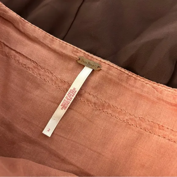 Free People Ruffles in the Sand Mini Skirt in Petrichor Rust