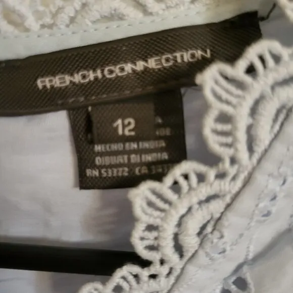 French Connection Women's Eso Zhara Lace V Neck Dress Light Dream Blue 12 NWT