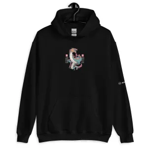 Front and Back Men's Fleece Black Hoodie DRAGON